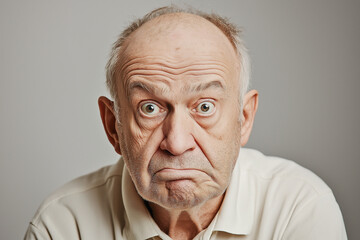 Obraz premium older man with very large eyes and a funny surprised expression