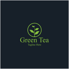 Fototapeta premium Tea cup logo vector design.Green tea vector logo template.