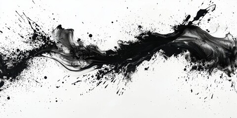 Charcoal powder dust forms an explosive burst, enhancing the artistic composition.