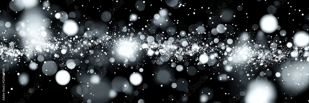 Wall mural this abstract festive background features defocused white bokeh elements.