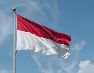 Naklejka premium The red and white flag is flying