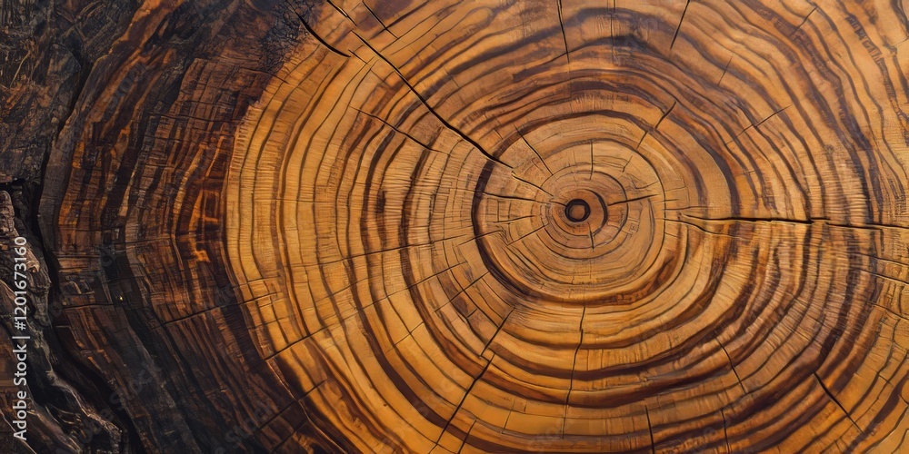 Aufkleber closeup of an ancient cut tree showcasing intricate textures and patterns, highlighting the beauty a