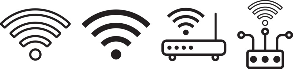 wifi smart router icon sign  ,Wireless and wifi icon or wi-fi icon sign for remote internet access, Podcast vector symbol, wireless illustration sign collection vector illustration