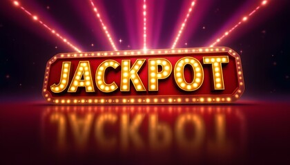 3D Jackpot Sign with Glowing Lights