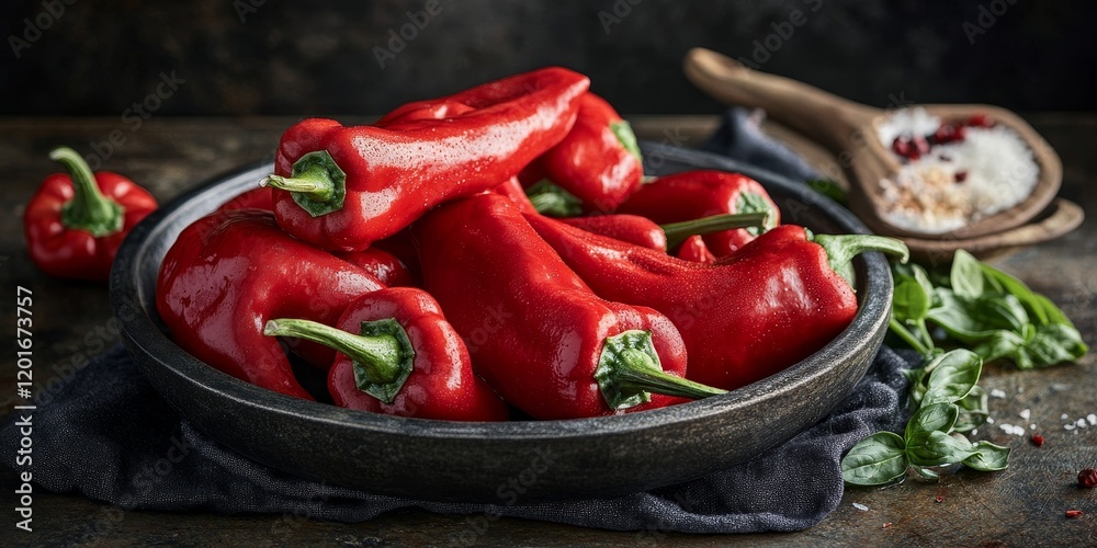 Aufkleber vibrant red peppers create a stunning backdrop that highlights the beauty of healthy food in a delic