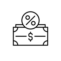 Tax money outline icons, minimalist vector illustration ,simple transparent graphic element .Isolated on white background