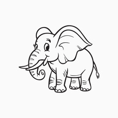 Elephant line art illustration vector silhouette graphic elements