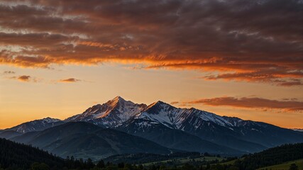 Fototapeta premium sunset over the mountains