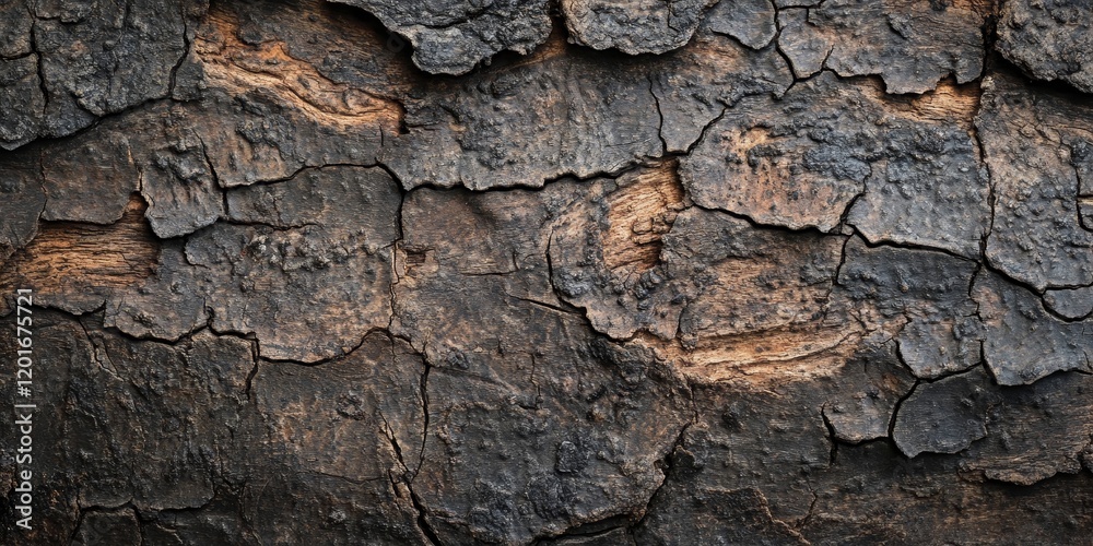 Aufkleber tree bark textures on a wooden background, showcasing the intricate details of tree surfaces. this c