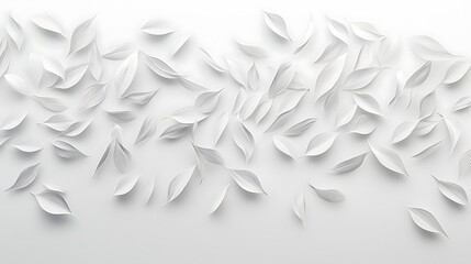 Elegant White Paper Leaves Abstract Art Background