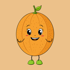 cartoon cantaloupe fruit character