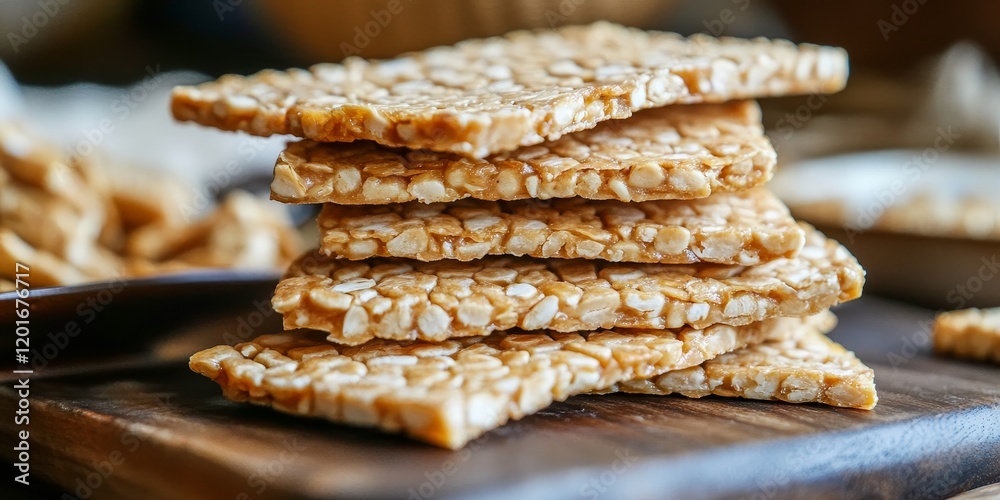 Aufkleber thinly sliced raw tapioca tempeh, prepared for dry frying, showcases the unique texture and flavor o
