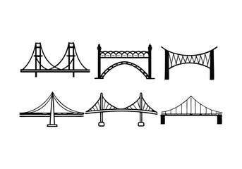 Minimalist Bridge Icons Set | Hand-Drawn Line Art Vector Illustrations