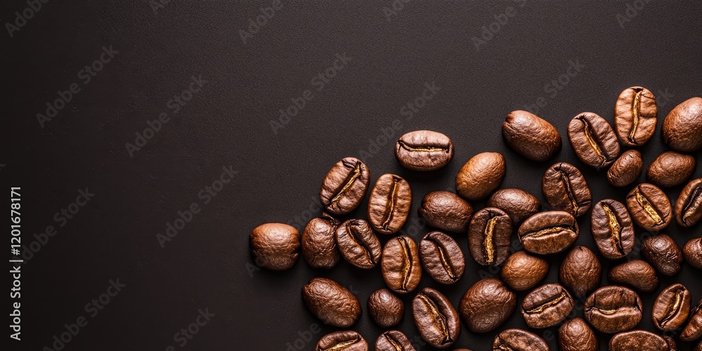 Poster roasted coffee beans create a captivating background, offering ample space for text. featuring roast