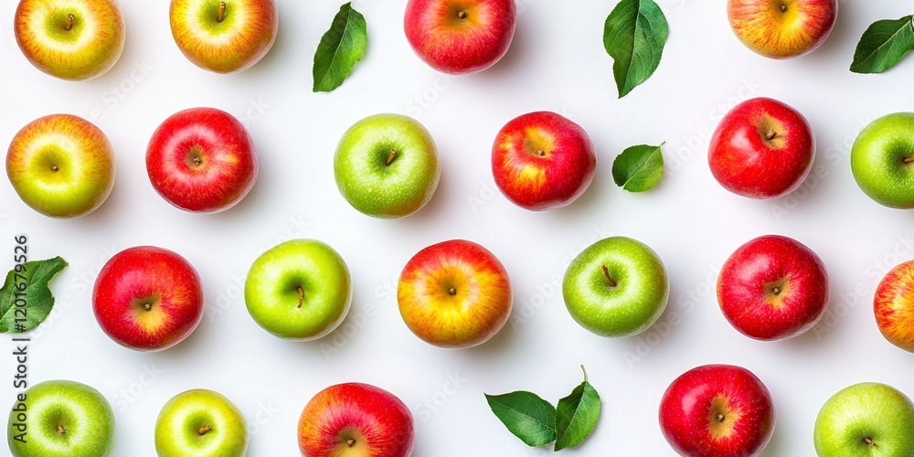 Poster vibrant healthy fruits background featuring a variety of apples on a clean white backdrop. this appl