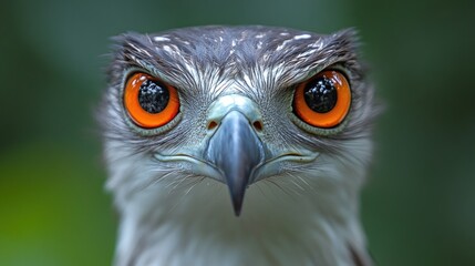 Fototapeta premium Close-up portrait of a hawk with intense orange eyes.