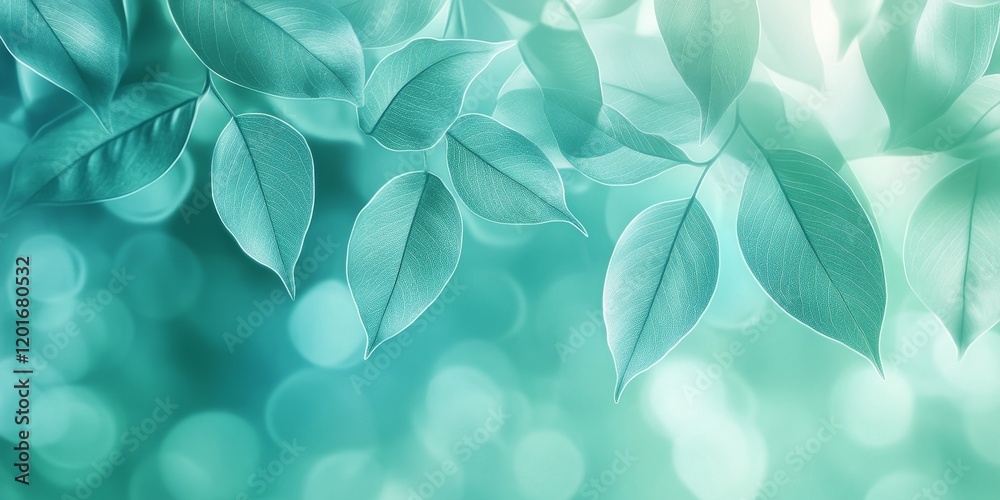 Poster blurred leaf background creating a peaceful ambiance, ideal for nature themed projects. this blur le
