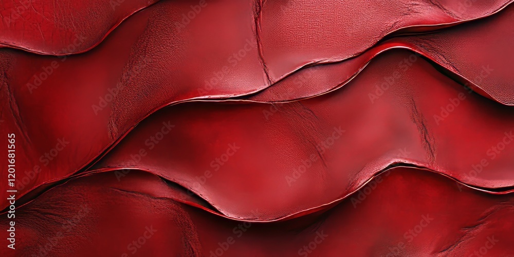 Fototapete abstract background featuring a rich red leather texture, showcasing the unique patterns and depth o