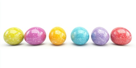 Colorful Easter eggs displayed in isolation against a white background, showcasing a delightful assortment of Easter eggs for festive celebrations and decorations. Perfect for Easter egg themes.