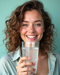 woman holding glass of water