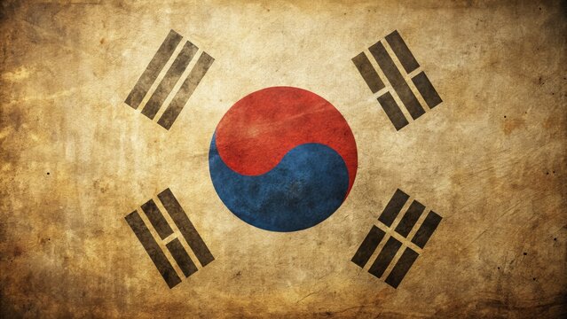 Retro image: An aged South Korean peace flag, the Taegukgi, offers a powerful message of hope and unity.