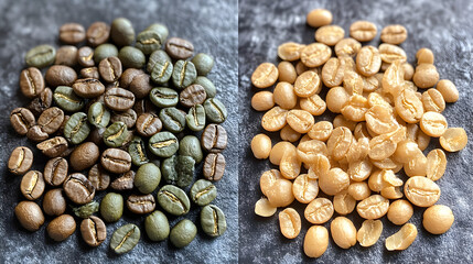 Roasted and Unroasted Coffee Beans: A Comparison of Colors and Textures