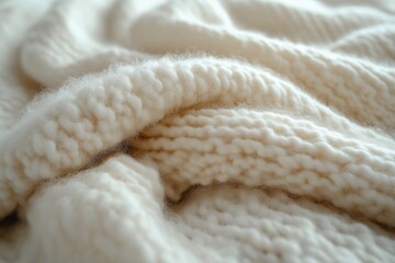 Weiche, handgestrickte Wolltextur in Cremefarben

