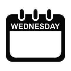 Wednesday black calendar web button. Wednesday calendar on a white and black background. weekly calendar web buttons. vector illustration