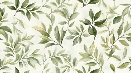 Elegant Green Leaf Botanical Print Seamless Pattern