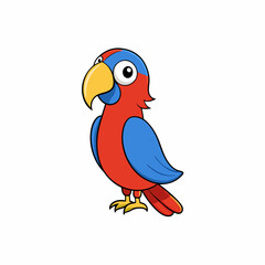 cartoon parrot on a branch