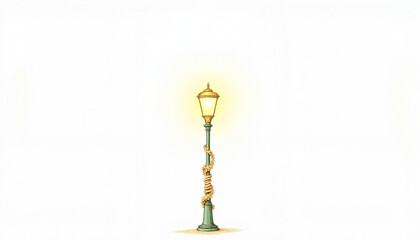 Fototapeta premium Decorative lamp with lights wrapped in garland on white background
