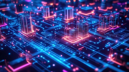 Obraz premium A glowing circuit board pattern representing innovation, digital culture, and the future of technology, Explore the beauty of technology: 