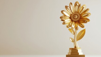 A beautiful golden flower trophy symbolizing achievement and success.