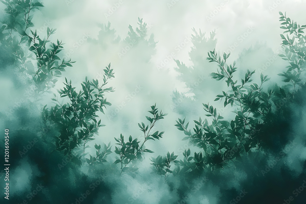Wall mural soft green watercolor background with gentle brush strokes creating a calming and artistic ambiance 