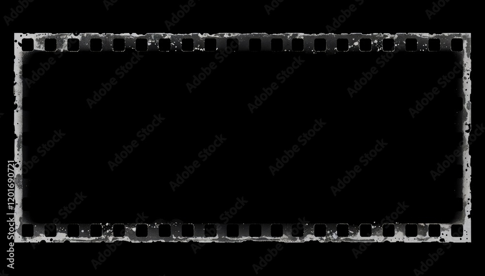 Poster blank film strip frame with grunge texture adding own photos text