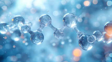 Molecular structure representing water in a scientific illustration. Generative AI