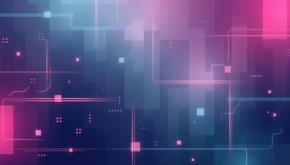 Obraz premium Abstract geometric background with pink and blue squares and lines