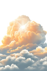 Sun, Clouds, Art, Image with Transparent Background PNG, for Stickers, T-Shirt Print, Cap, Mug, Slippers, Mousepad, Transparent PNG