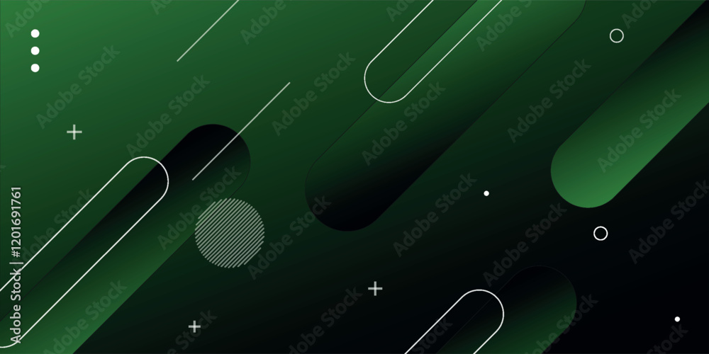 Wall mural abstract green geometric background, gradient circle background