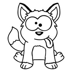 Dog Fox Funny Grimace Squint Tongue Out Cartoon Design Lover Art Vector Illustration Card T-Shirt Poster Sticker Graphic Print Decorative Drawing Isolated Logo Decoration Symbol Creative Cool Style
