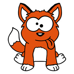 Dog Fox Funny Grimace Squint Tongue Out Cartoon Design Lover Art Vector Illustration Card T-Shirt Poster Sticker Graphic Print Decorative Drawing Isolated Logo Decoration Symbol Creative Cool Style
