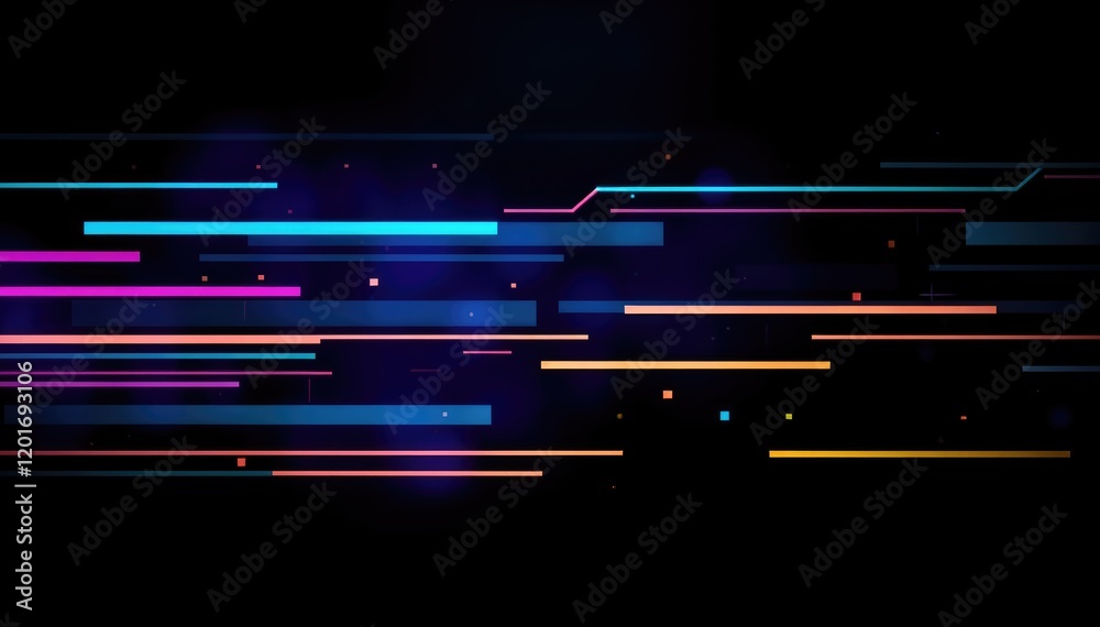 Poster Abstract neon lines on dark background Vibrant colors dynamic design