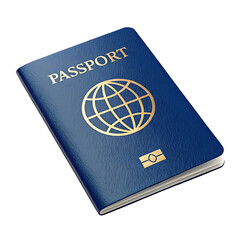 Blue passport isolated on white background. Blue passport with biometrics . White background