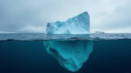 Obraz premium Iceberg with above and underwater view taken in greenland.