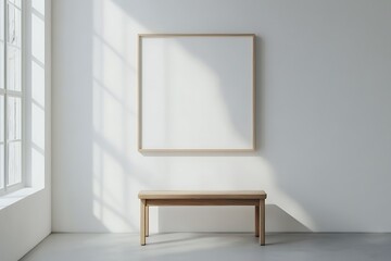 Minimalist interior with empty frame