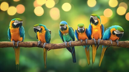 Obraz premium Colorful Macaws on a Branch