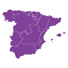A brightly colored map of Spain displaying its provinces outlined in white