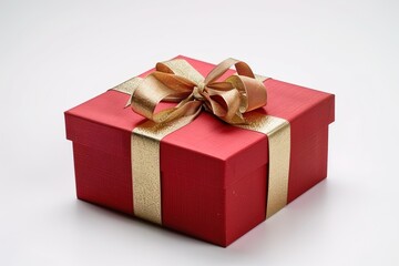 Fototapeta premium Gift box on white background. Perfect gift package for Birthday, Christmas, Valentine's Day, Wedding, Holiday, New Year, Party. To guests, family, friends, valentine.