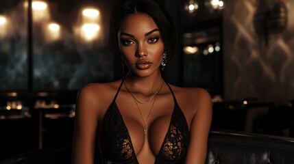 A female model wearing sexy, elegant and glamorous clothing, background wallpaper AI generated image