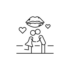 Outline Kissing Couple icon of two people kissing.
